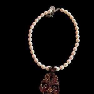 Pearls With Antique Sterling Silver Scroll